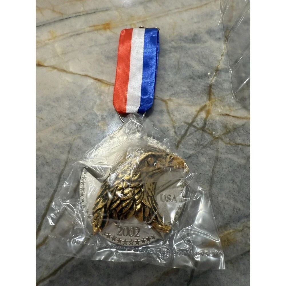 Hallmark Medal for America Keepsake Ornament Christmas 2002 Metal Pewter New,Box